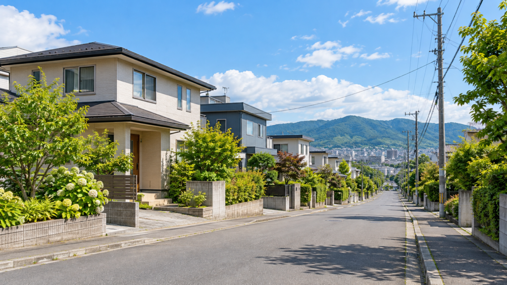 夏の青空が広がる札幌の住宅街